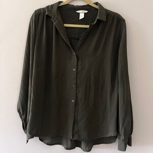 Olive Green Button Down Top.